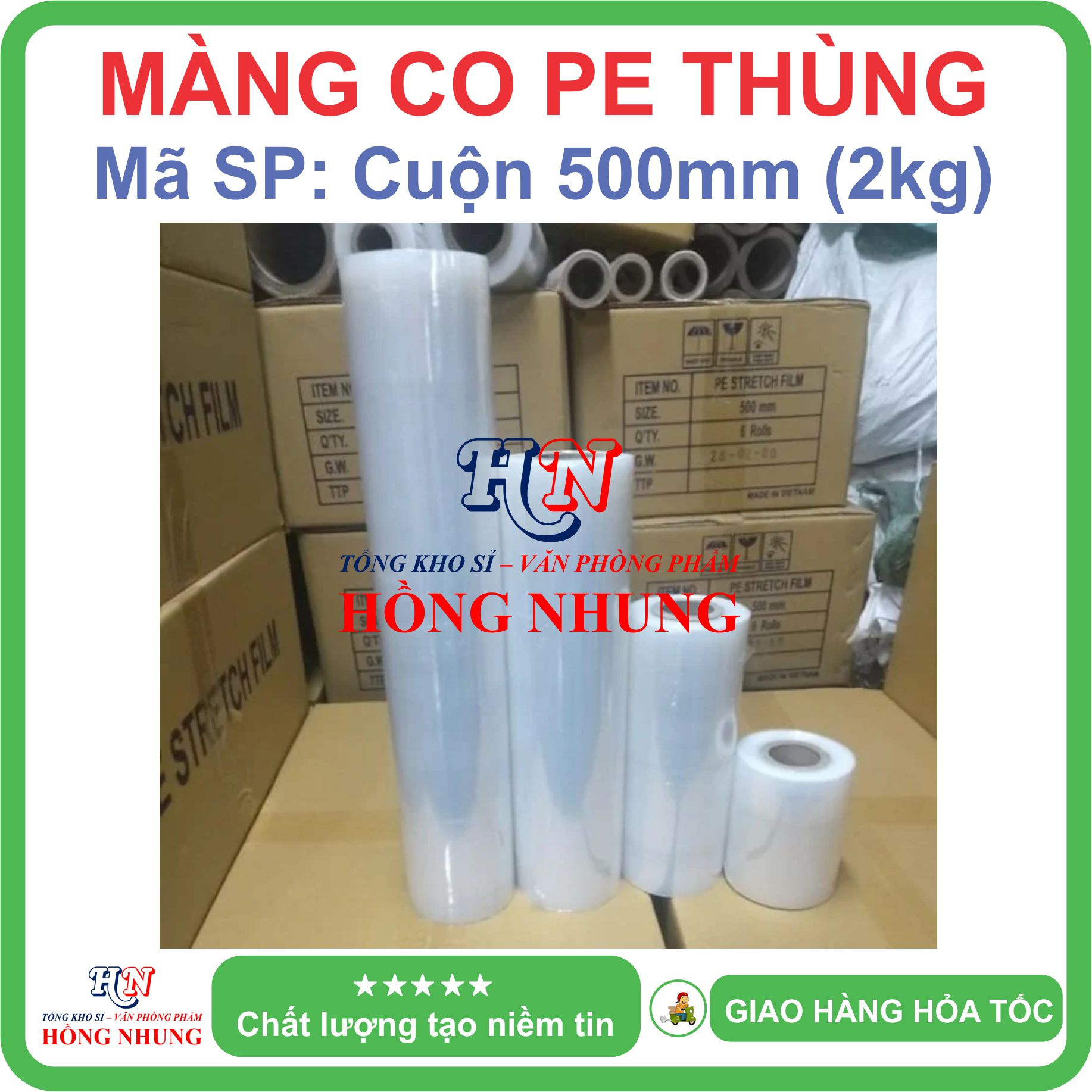 [SALE] Màng PE, màng co, màng chít 2kg khổ rộng 50cm - Chất liệu nilon dai, bóng đẹp, chắc chắn, cho bạn an tâm đóng hàng