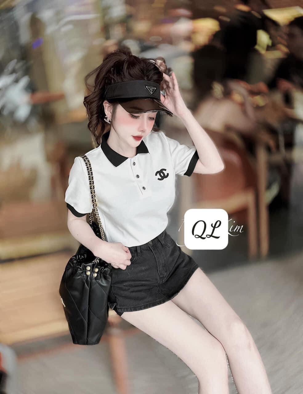ÁO POLO TRẮNG PHỐI MÀU PHONG CÁCH NĂNG ĐỘNG CHO NỮ