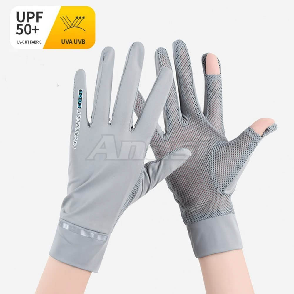Găng tay chống nắng nữ lụa băng cắt ngón chống trượt Anasi ETM88