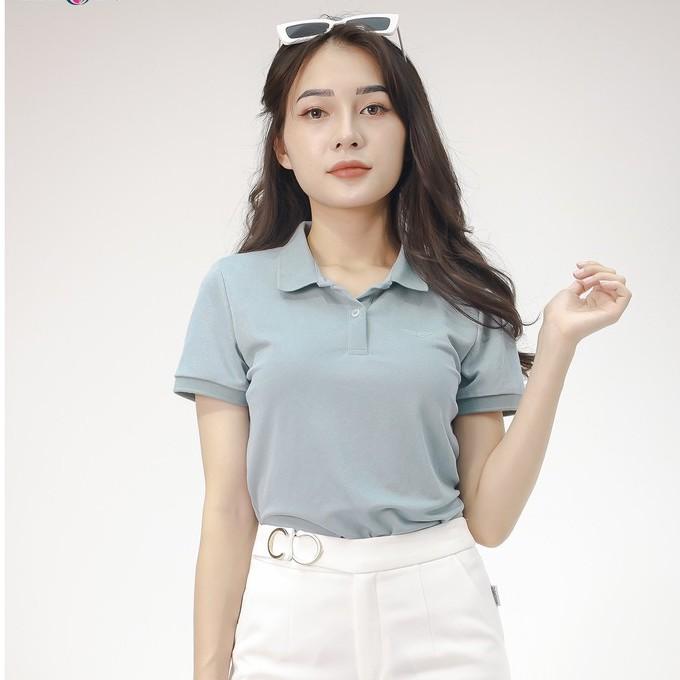 Áo Polo nữ cổ bẻ phối UCO vải cotton cá sấu cao cấp, dáng đẹp, thêu họa tiết màu trắng, xanh, navy ATS0497 -