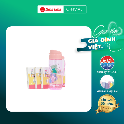 Bộ combo bình nước cầm tay Rạng Đông 500ml model RD-05P2.Combo kèm sáp màu Oringa 12 màu Hồng Hà, hộp đựng có quai treo xinh xắn, thích hợp làm quà tặng cho các em thiếu nhi