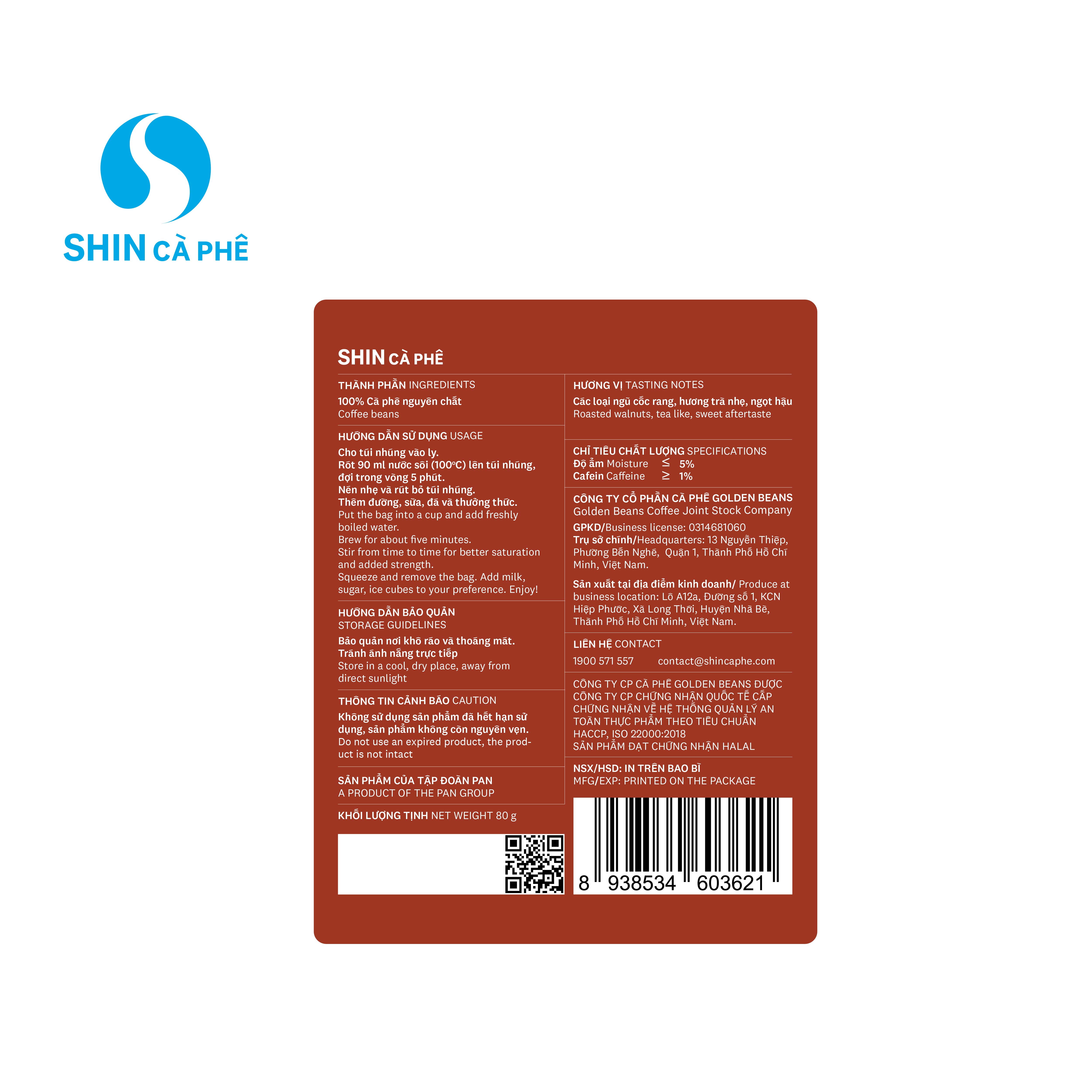 SHIN Cà Phê - Cà phê túi nhúng đặc sản Khe Sanh Blend hộp 10 gói