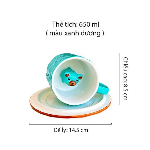 Cốc sứ trắng có tượng chó shiba bên trong , Cốc sứ cute, Quà lưu niệm, 280ml