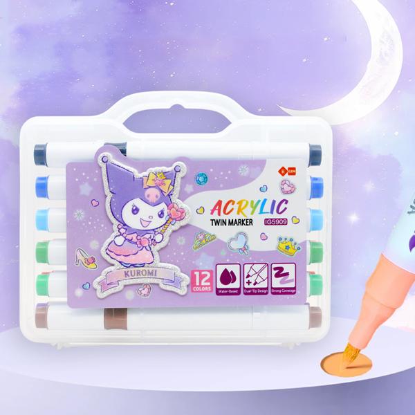 Bộ 12 Bút Vẽ Acrylic Marker Kuromi - iiGEN IG5909