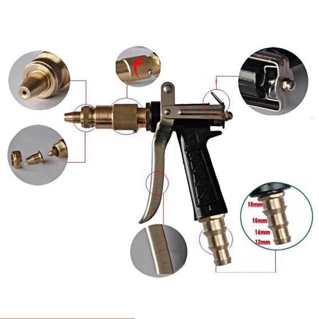 Đầu vòi tăng áp, đầu vòi rửa xe đầu đồng + đai 206236