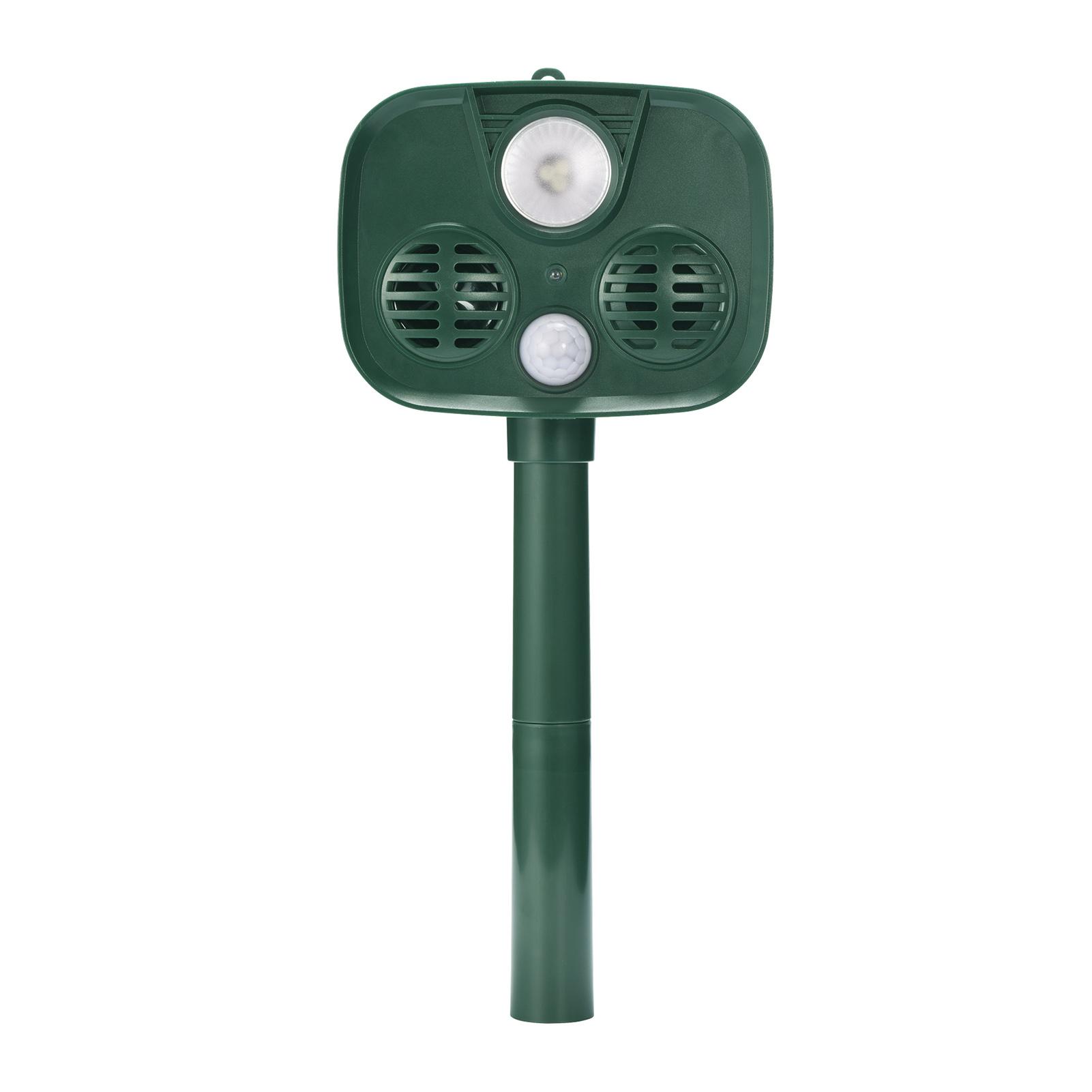 Máy xua đuổi động vật tần số 25-61KHz sử dụng phương pháp vật lý, không độc hại, Sử dụng năng lượng mặt trời, với pin có thể sạc lại