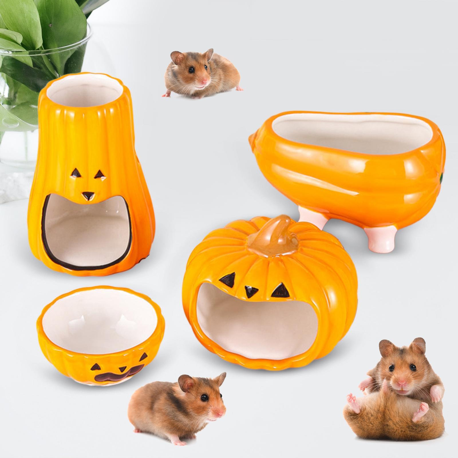 4x Ceramic Hamster Hideout Cute Hamster Ceramic Water Dish for Small Animals