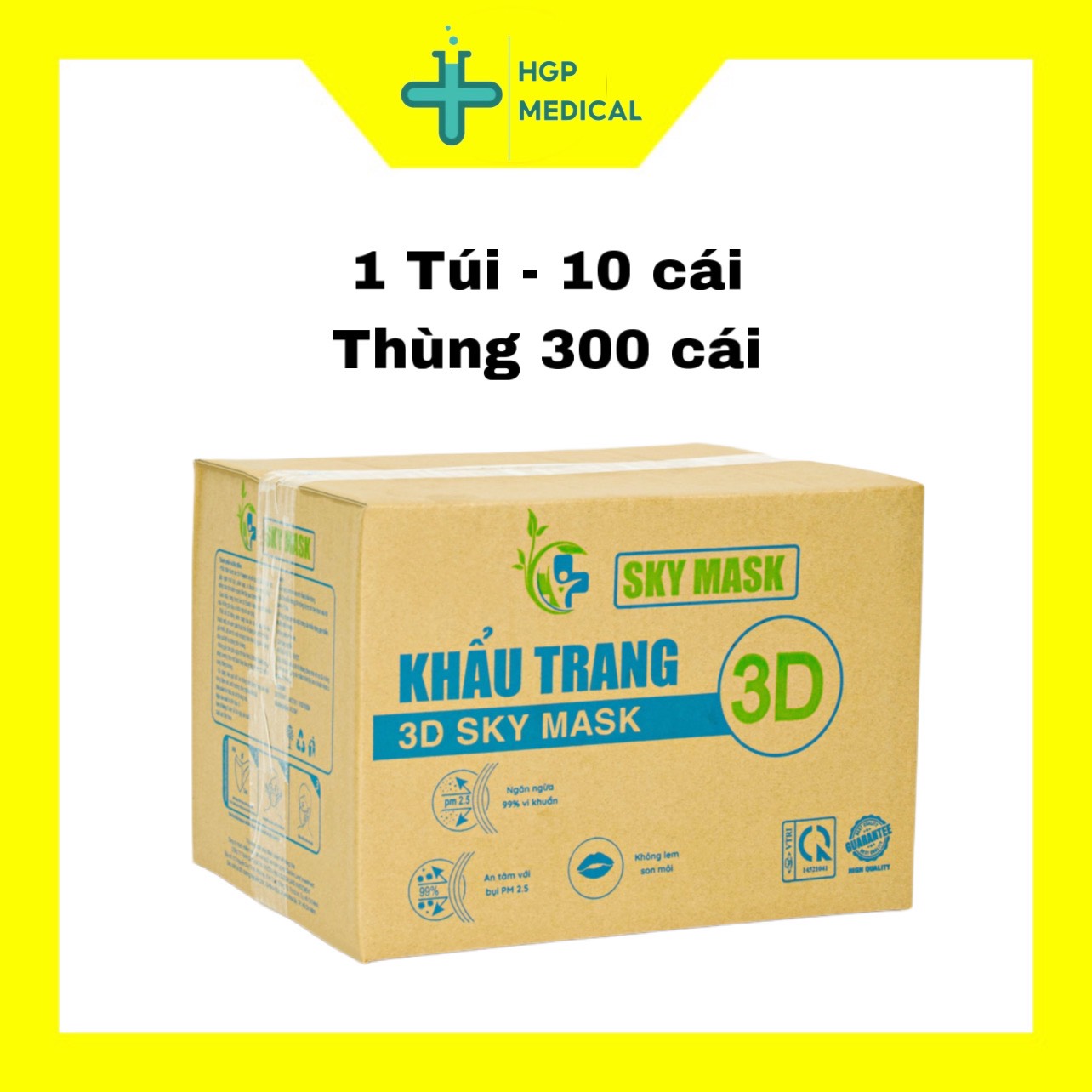 Thùng 300 cái Khẩu trang 3D SKY MASK, dây đeo mềm, không đau tai, đễ thở