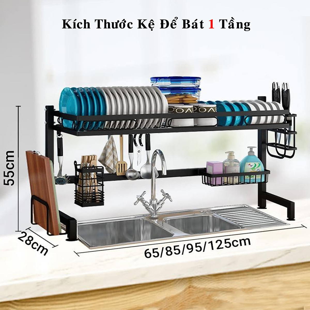 Kệ Để Bát Thông Minh, Giá Kệ Để Chén Bát Đũa Đa Năng Chọn Size – Thép Carbon Không Gỉ - Sơn Tĩnh Điện Cao Cấp Siêu Bền – Chống Bám Bụi Chính Hãng MINIIN
