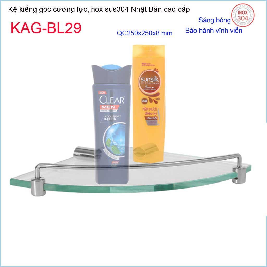 Kệ kính góc, Phụ kiện phòng tắm cao cấp Kace,Kệ kính cường lực inox 304 Nhật Bản KAG-BL29