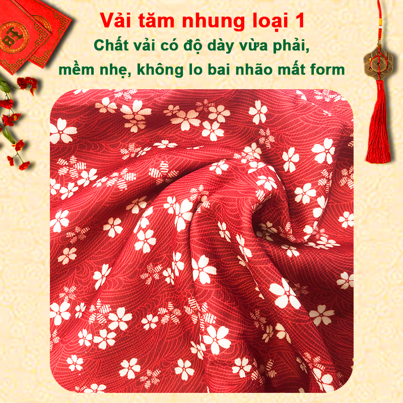 Áo dài bé gái 8-20kg họa tiết hoa nhí Baby-S, Áo dài cách tân chất tăm nhung cao cấp – SAD006