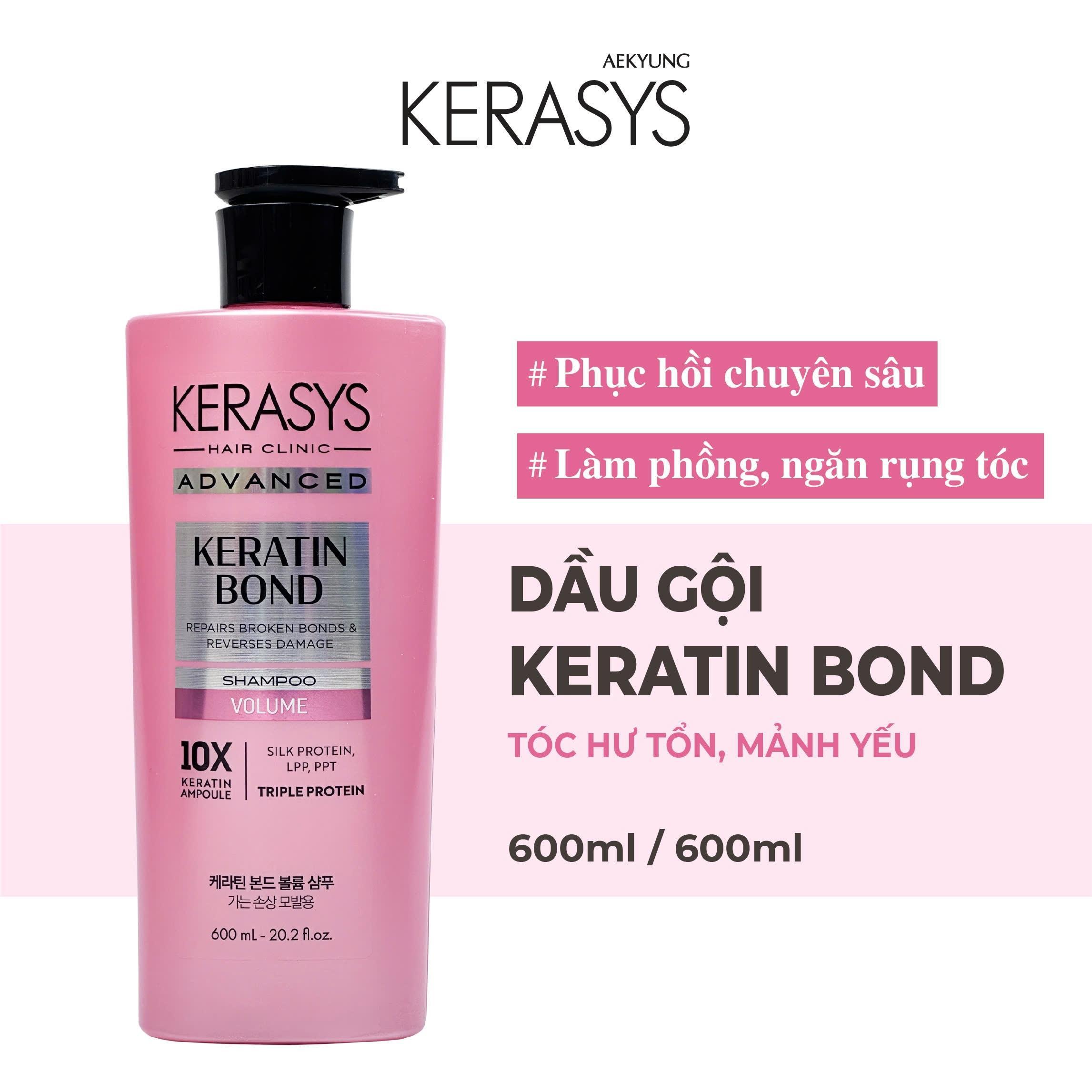 Dầu gội cao cấp Hàn Quốc Kerasys Keratin Bond Volume (Phục hồi chuyên sâu, làm phồng và ngăn ngừa rụng tóc) 600ml