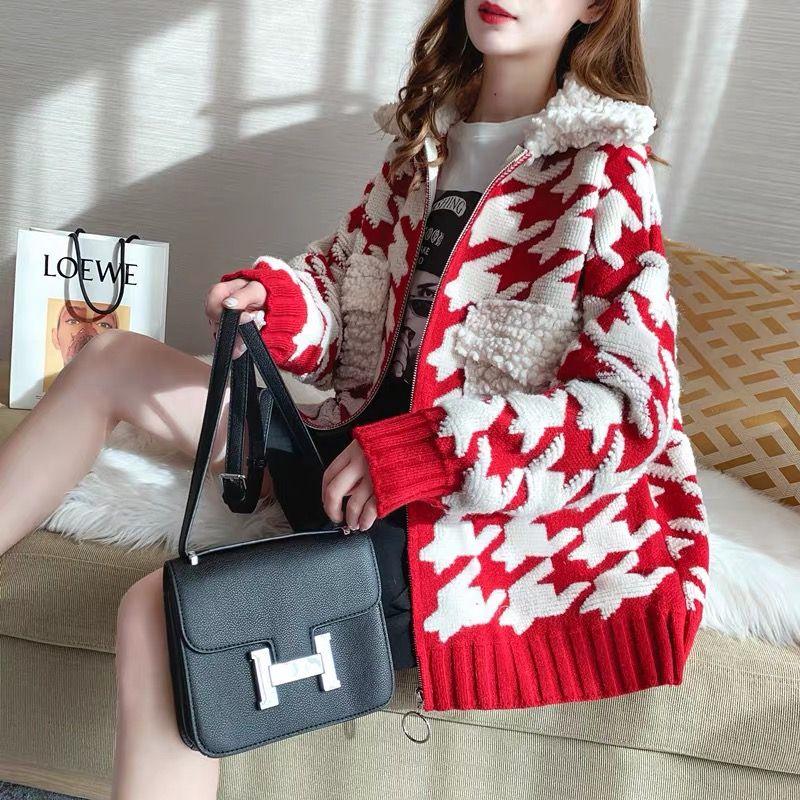 Áo Khoác Cardigan Dệt Kim Dày Dáng Rộng Có Khóa Kéo Phong Cách Hàn Quốc Thời Trang Mùa Đông Mới Cho Nữ