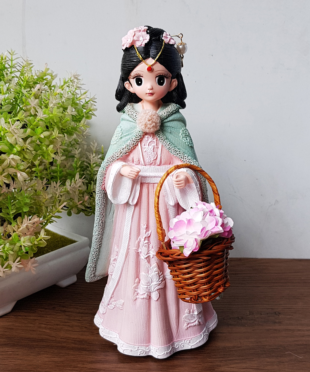 Bộ 02 tượng tiểu thư cổ trang Trung Hoa size 25cm 3D độc đáo