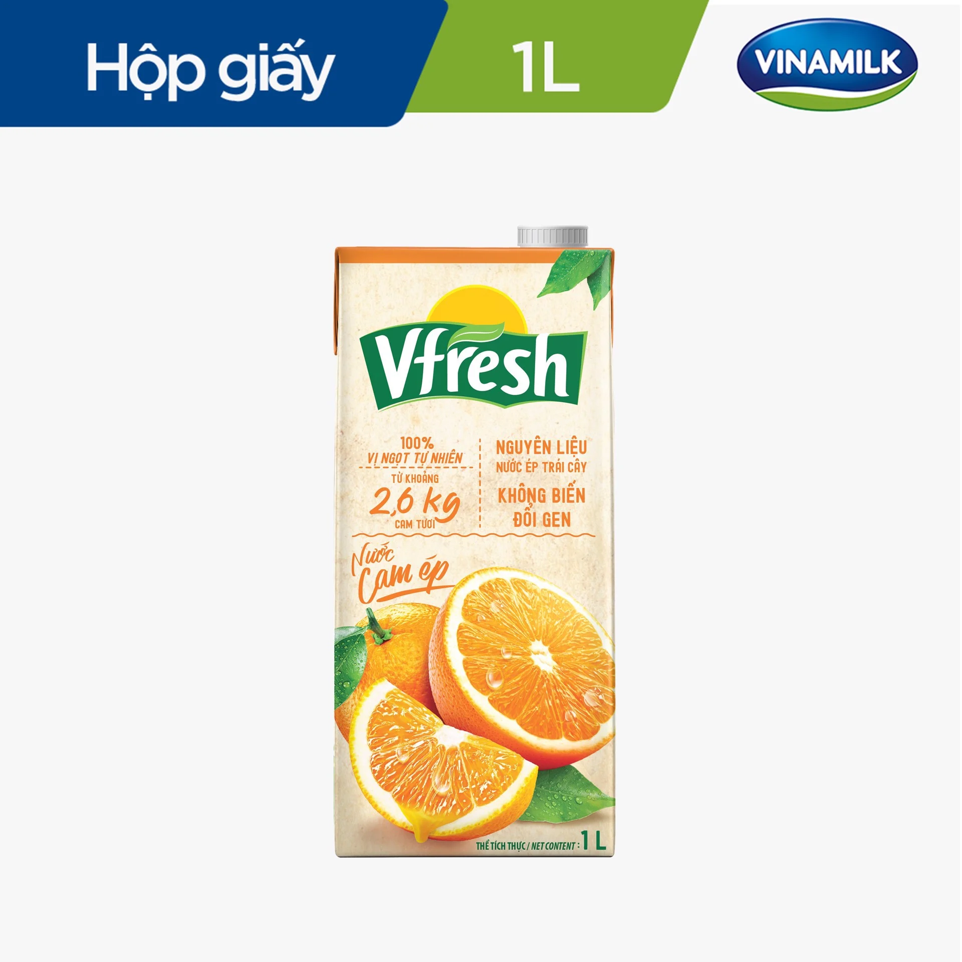 COMBO 4 HỘP NƯỚC VFRESH CAM ÉP 100% - HỘP GIẤY 1L
