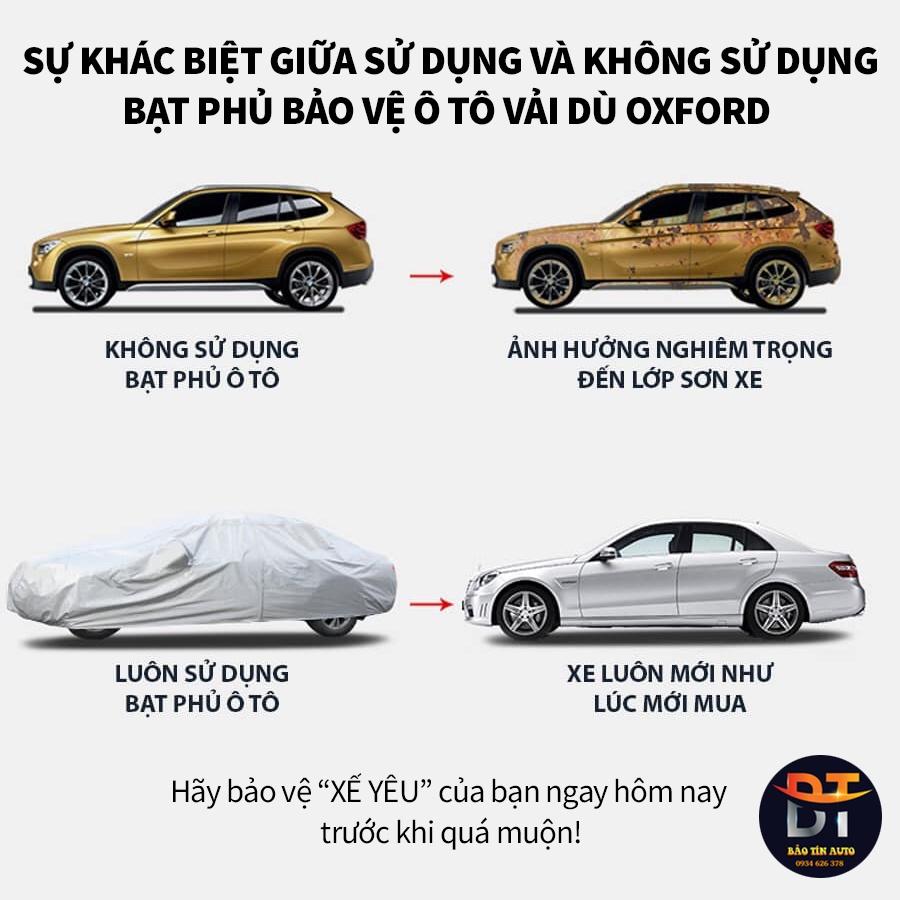 Bạt phủ trùm bảo vệ xe ô tô vải dù Oxford loại 1 che nắng, mưa chống nóng cao cấp 4,5,7 chỗ