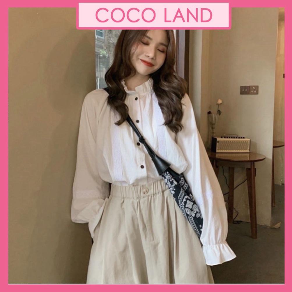 Áo sơ mi trắng nữ tay phồng phối ren_A481 coco land deal xịn, chất xịn giá tốt