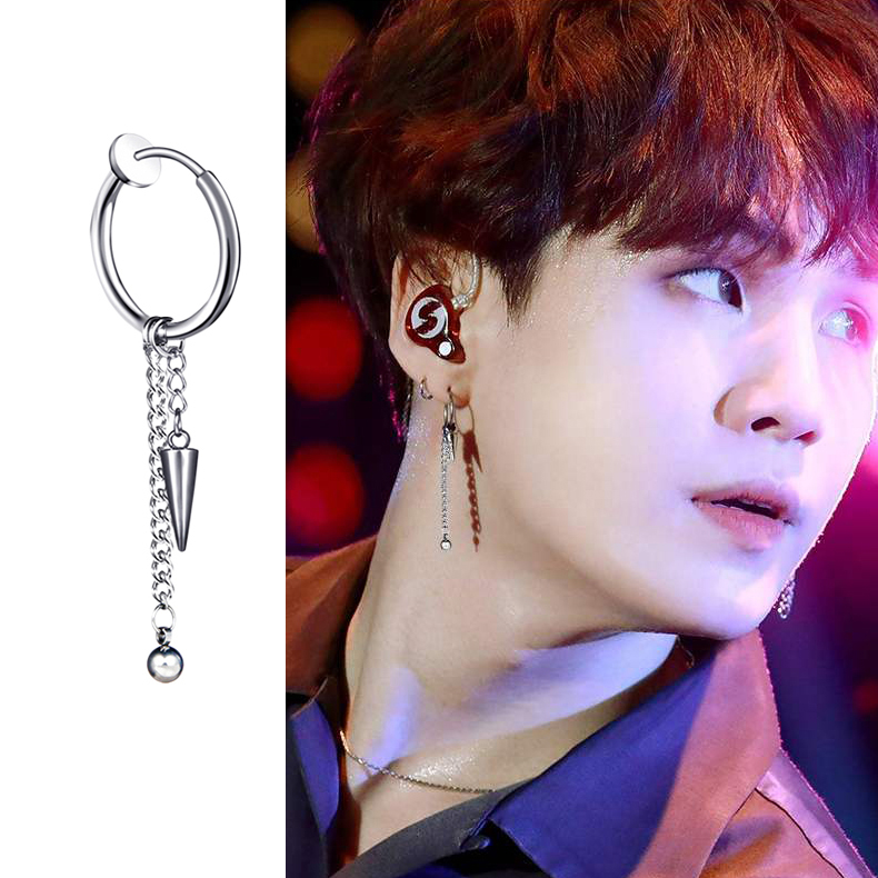 Bông tai nam khuyên tai idol Suga BTS đeo 1 bên cực chất