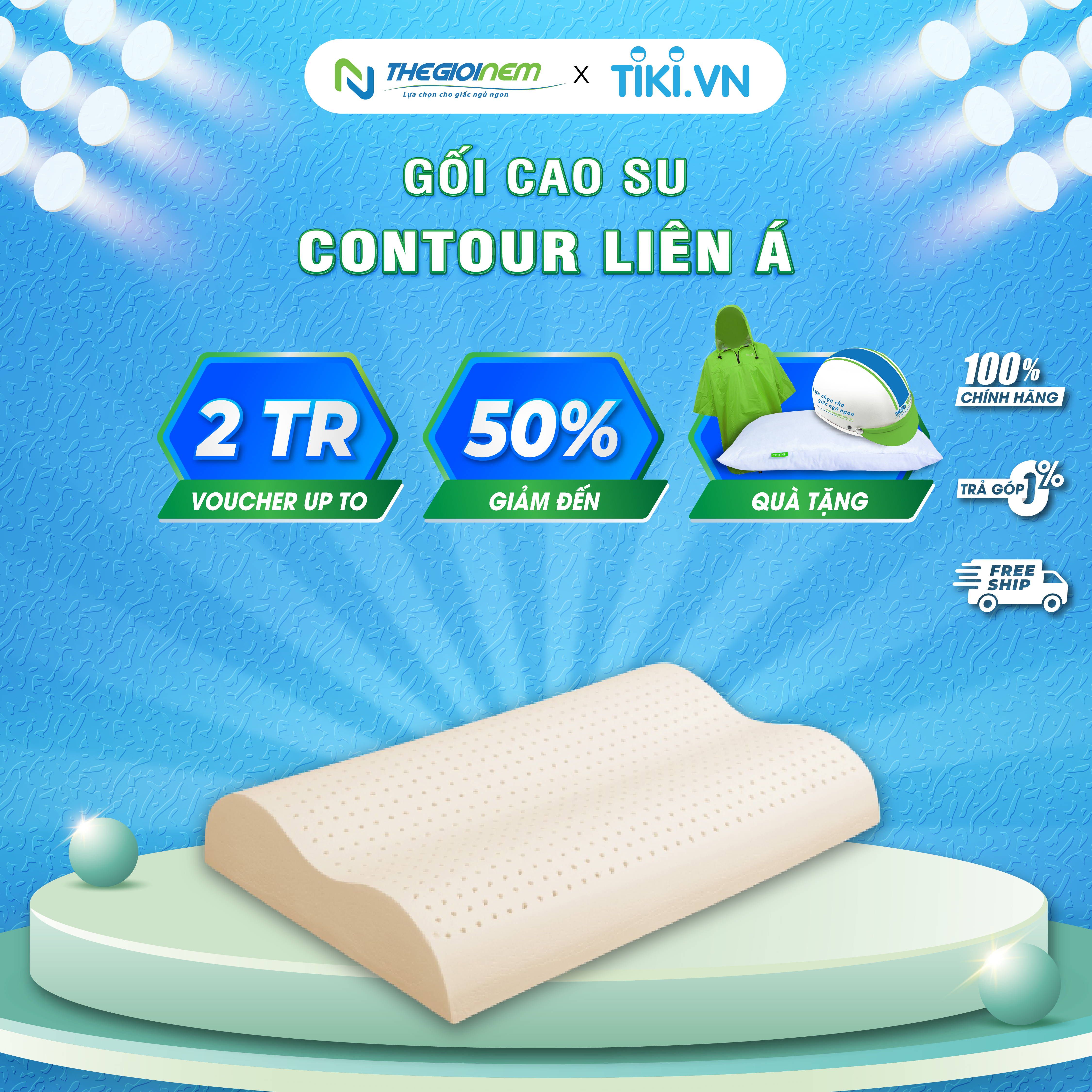 Gối Cao Su Liên Á Contour 2 kích thước