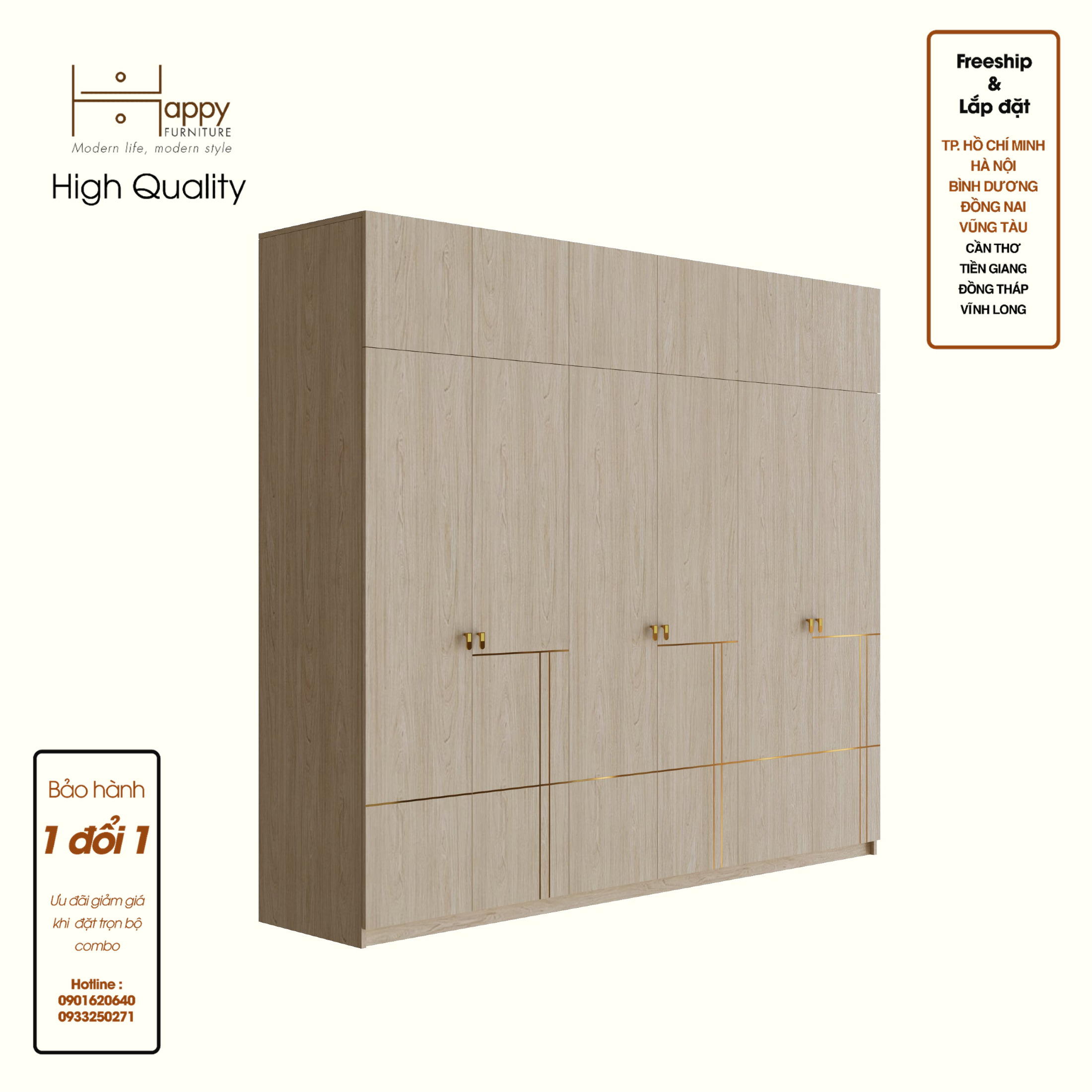 [Happy Home Furniture - 100% GỖ TỰ NHIÊN] JOCASTA, Tủ quần áo cửa mở 2m4x2m2, 240cm x 59cm x 220cm ( DxRxC), TCM_180