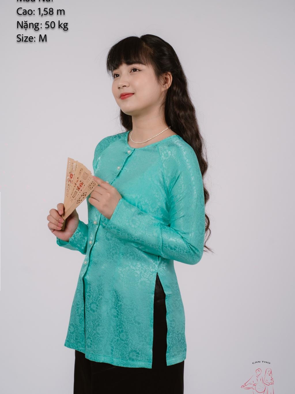 Bộ áo bà ba gấm Trắng/ Hồng lợt/ Xanh dương/ Hồng đào/ Xanh ngọc - Bà ba Bigsize- May sỉ Áo bà ba toàn quốc theo yêu cầu - 1bộ Trắng(1Áo+1Quần)