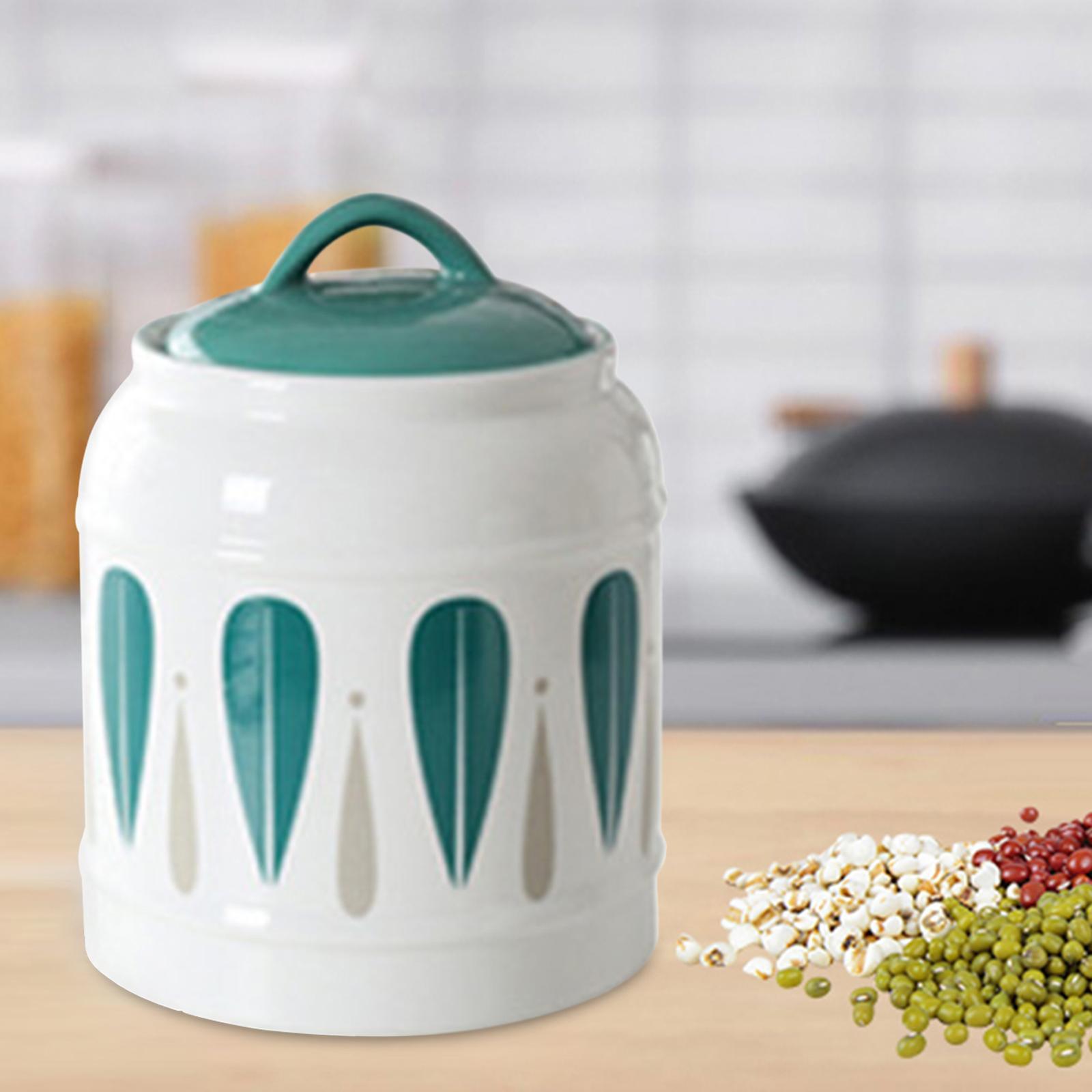 Ceramic Jar with Airtight Lid Food Storage Jar Porcelain Dry Food Container Tea Canister Pet Treat Storage Container for Rice