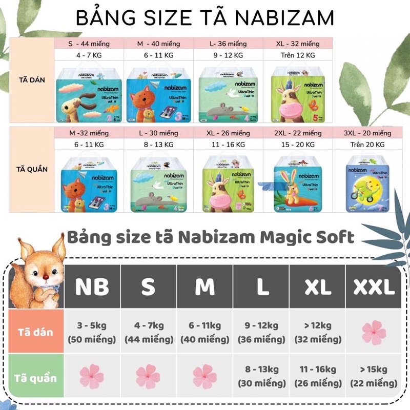 Tã/bỉm quần Nabizam Nội địa Hàn size XL26 miếng (từ 12kg)