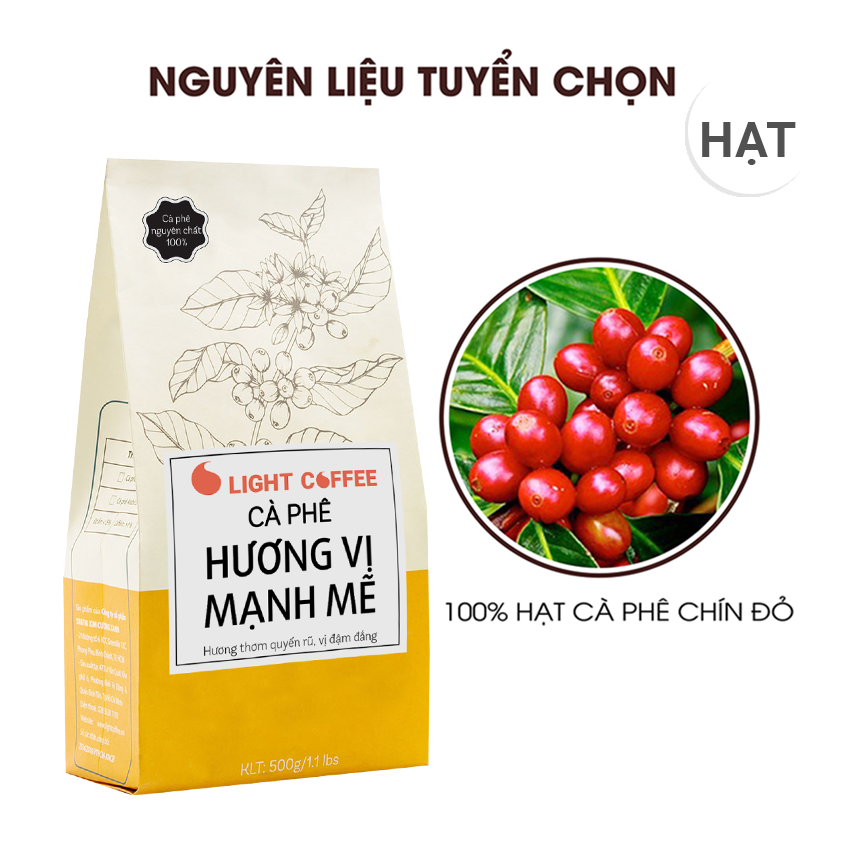 Cà Phê Hạt Rang Nguyên Chất 100% Light Coffee Hương Vị Mạnh Mẽ (500g)