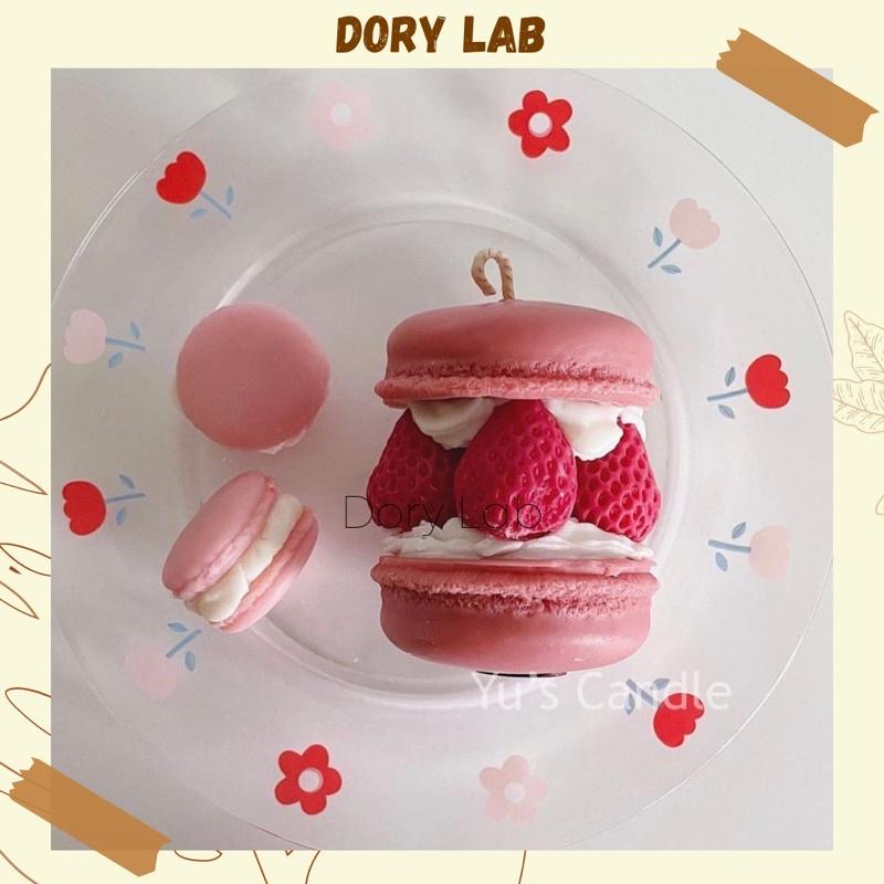 Nến Thơm Tạo Hình Bánh Macaron Dâu Tây Không Khói, Phụ Kiện Trang Trí - Dory Lab