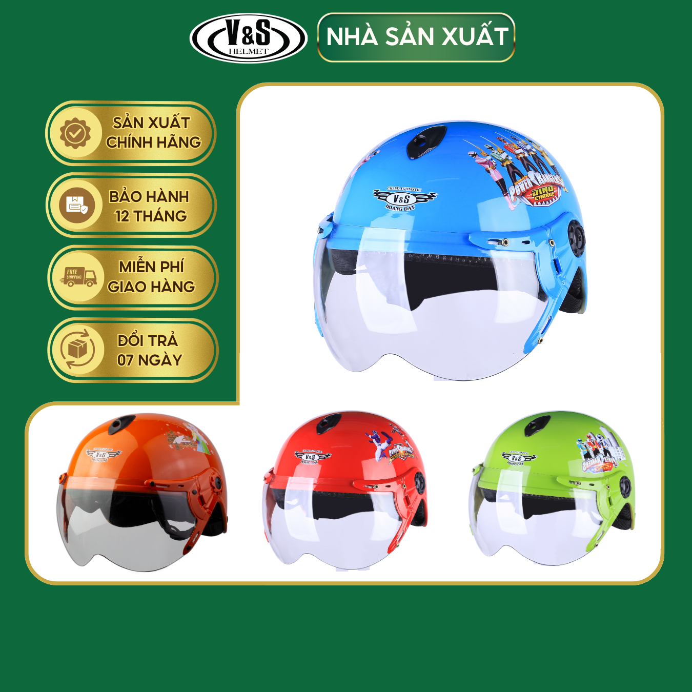 Mũ Bảo Hiểm Trẻ Em 1/2 V&amp;S VS01K -  Hàng Chính Hãng Bảo Hành 12 Tháng - Sản Phẩm Thời Trang Và Cao Cấp