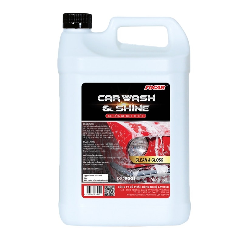 Combo Dung dịch rửa xe bọt tuyết siêu bóng FOCAR Car Wash and Shine 5L (Tặng 5 khăn lau)