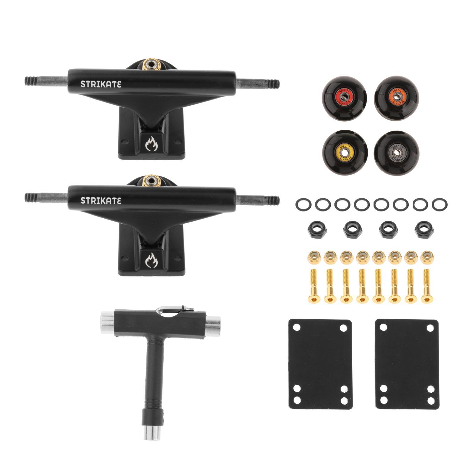 Skateboard Package 5.0" Trucks with 52mm Wheels with Bearings ABEC-11, Skateboard Tool + Components