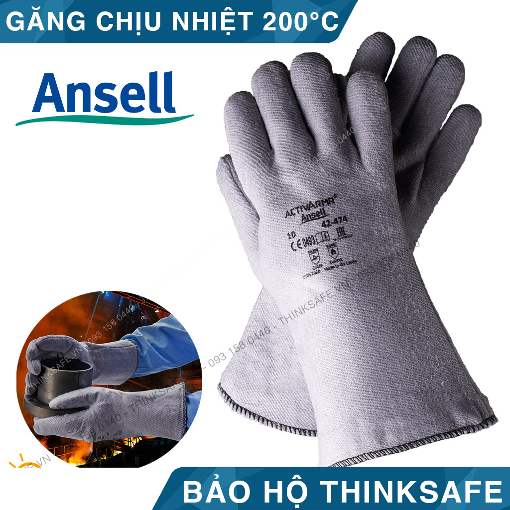Găng tay chịu nhiệt ANSELL 42-474 bao tay chịu nhiệt 204°C chuyên dùng cầm lò nướng, tao tác cơ khí nóng (PR CODE: 42474)