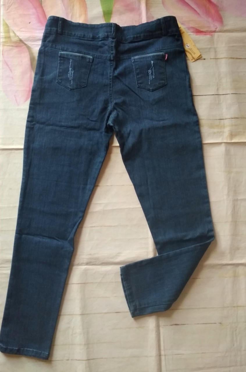 Quần jeans bầu dáng dài có co giãn