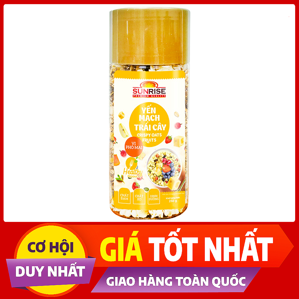 Yến mạch trái cây Sunrise vị phô mai ăn kiêng giảm cân hũ 250g