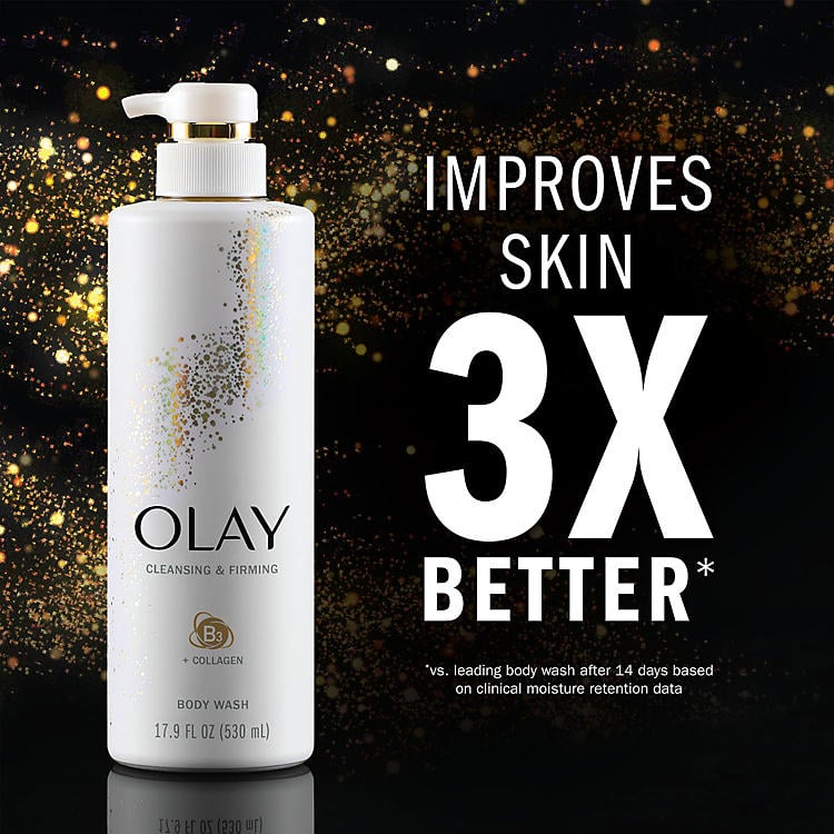 Sữa tắm Olay B3 collagen Cleansing &amp; Firming 530ml của mỹ-1 chai trắng( không có tem phụ- không xuất hóa đơn  )