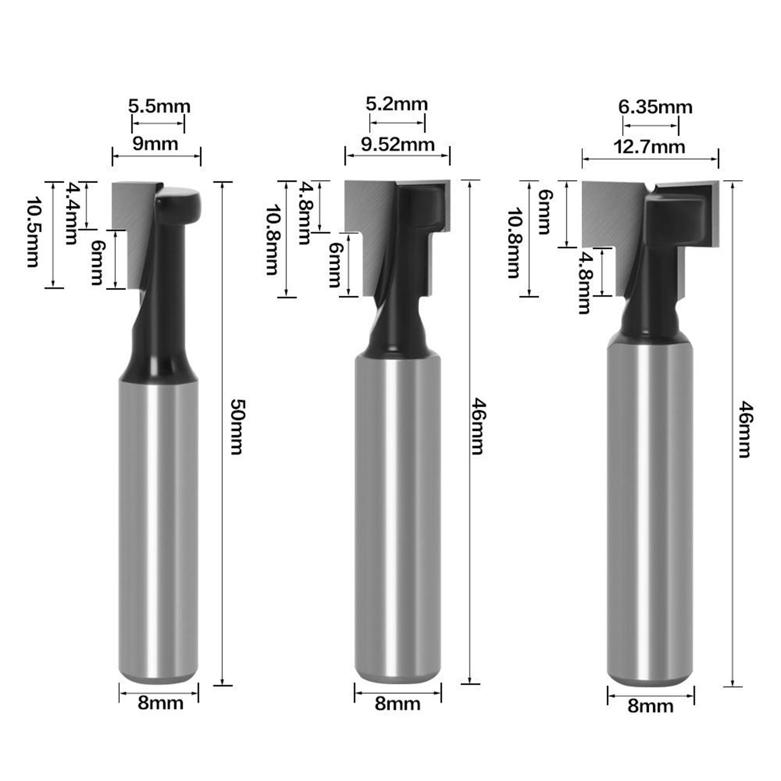 3/8 1/2" Straight T Slot Router Bit & T-Track Slotting Cutter Tool
