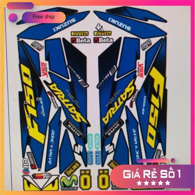 Tem rời dành cho xanh satria Fi xanh vàng đen