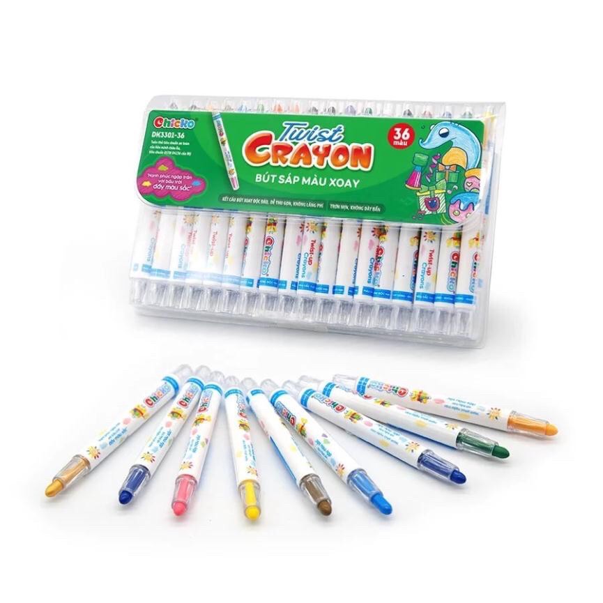 Bút sáp màu xoay Twist Crayon 36 màu - Túi nhựa PVC