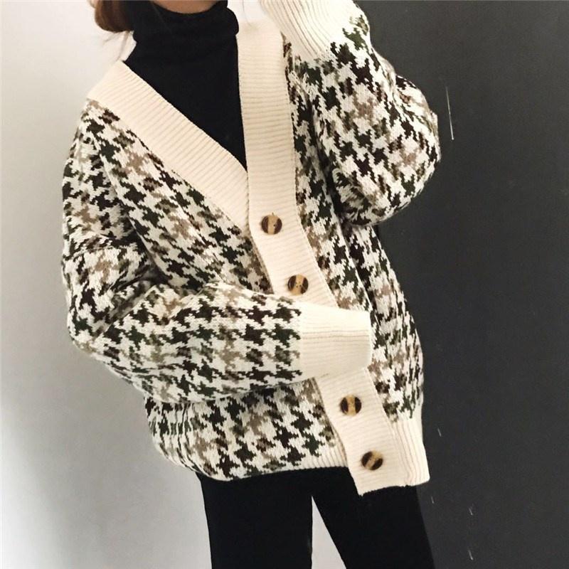 Áo cardigan len Áo cadigan khoác len nữ dệt kim form rộng cổ V phong cách Hàn Quốc ulzzang