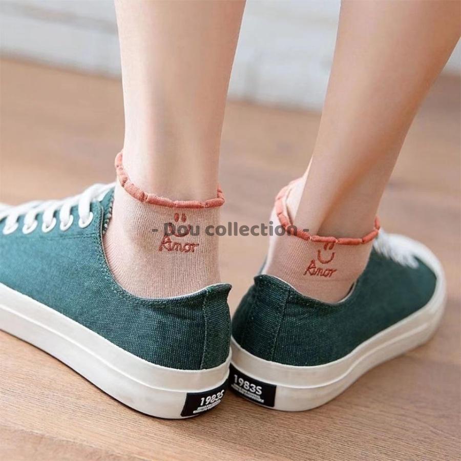 Tất Vớ Nữ Cổ Ngắn Unisex Cotton Họa Tiết SMILE Phong Cách Hàn Quốc Dễ Thương - Mã TV014