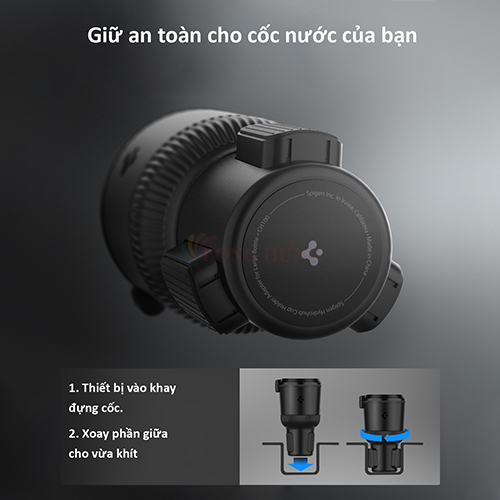 Giá đỡ cốc nước trên xe hơi Spigen Hydrohub Cup Holder CH100 ACP02235 - Hàng chính hãng