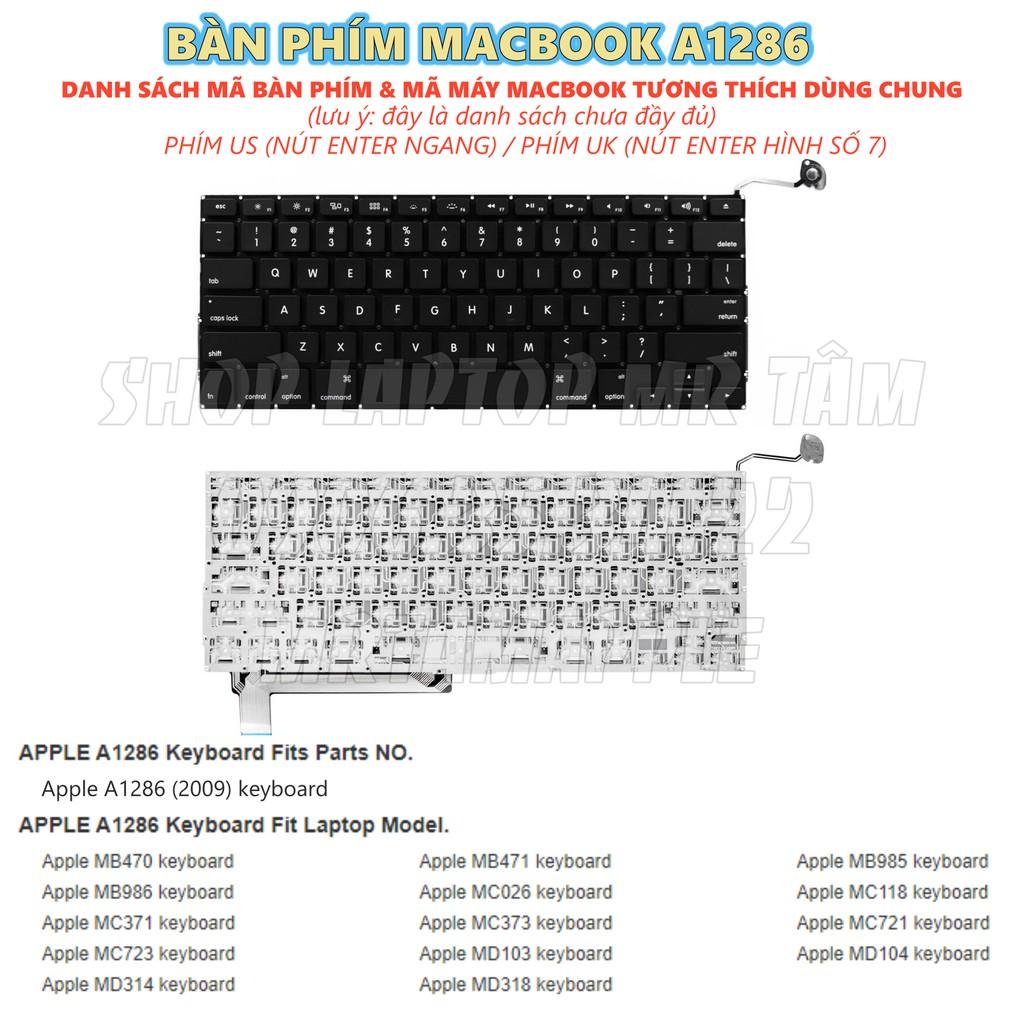 (KEYBOARD) BÀN PHÍM LAPTOP DÀNH CHO MACBOOK A1286 (2009, UK) dùng cho Pro 15&quot; A1286 2009 2010 2011 2012(CÁP DƯỚI NÚT CONTROL