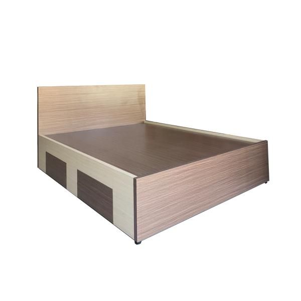 Giường Ngủ Gỗ MDF Melamine Ngăn Kéo Kem Nâu