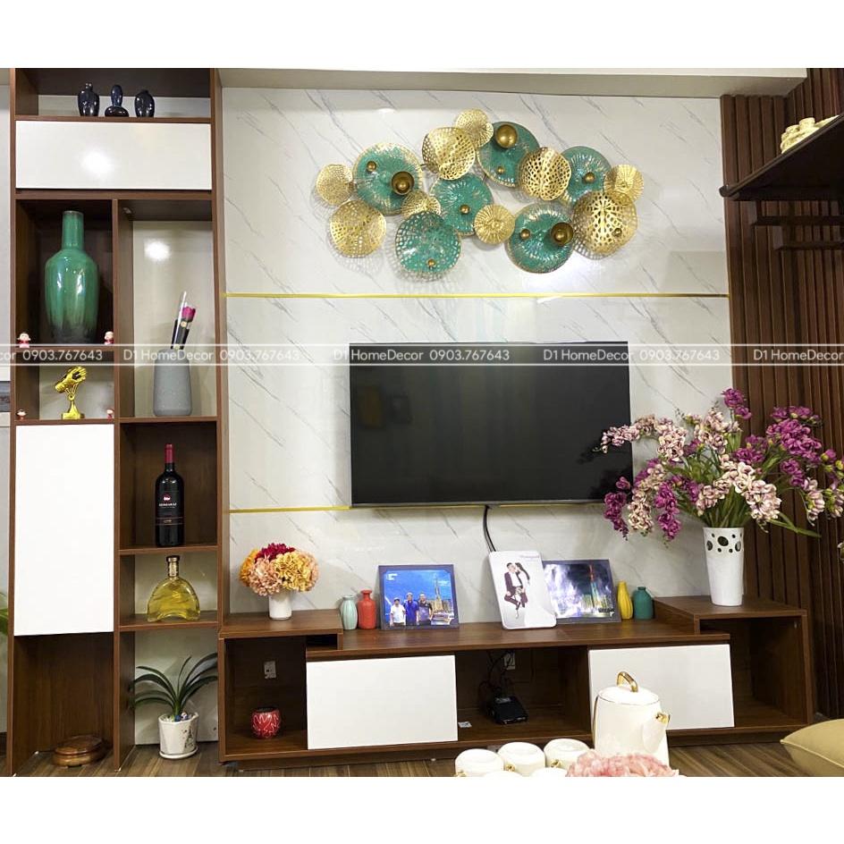 Tranh Sắt Treo Tường Nghệ Thuật,Tranh Decor Trang Trí Hoạ Tiết Lá Sen-Vật Trang Trí Tường Kim Loại-Phong Cách Mới