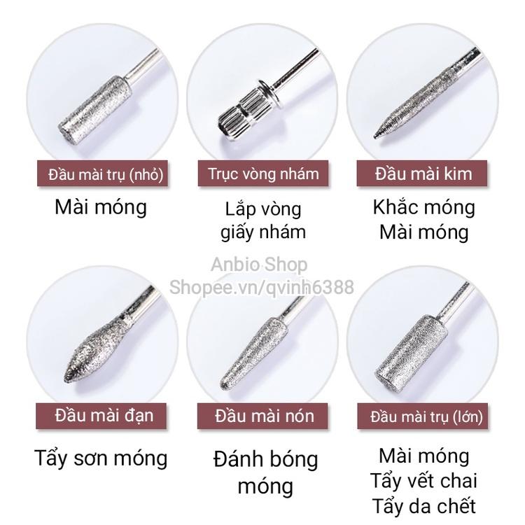 Máy mài móng vỏ kim loại cao cấp với 5 đầu mài hỗ trợ chăm sóc móng, làm nail