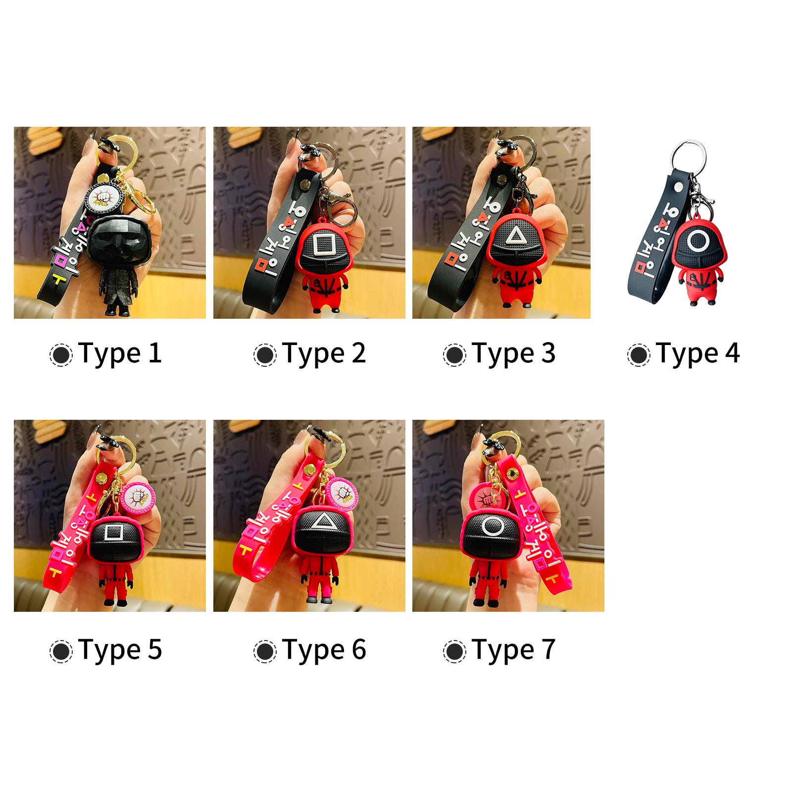 Squid Game Keychain Korean TV Character Pendant Metal Keychain Christmas Ornament Key Ring for DIY Art Craft Making