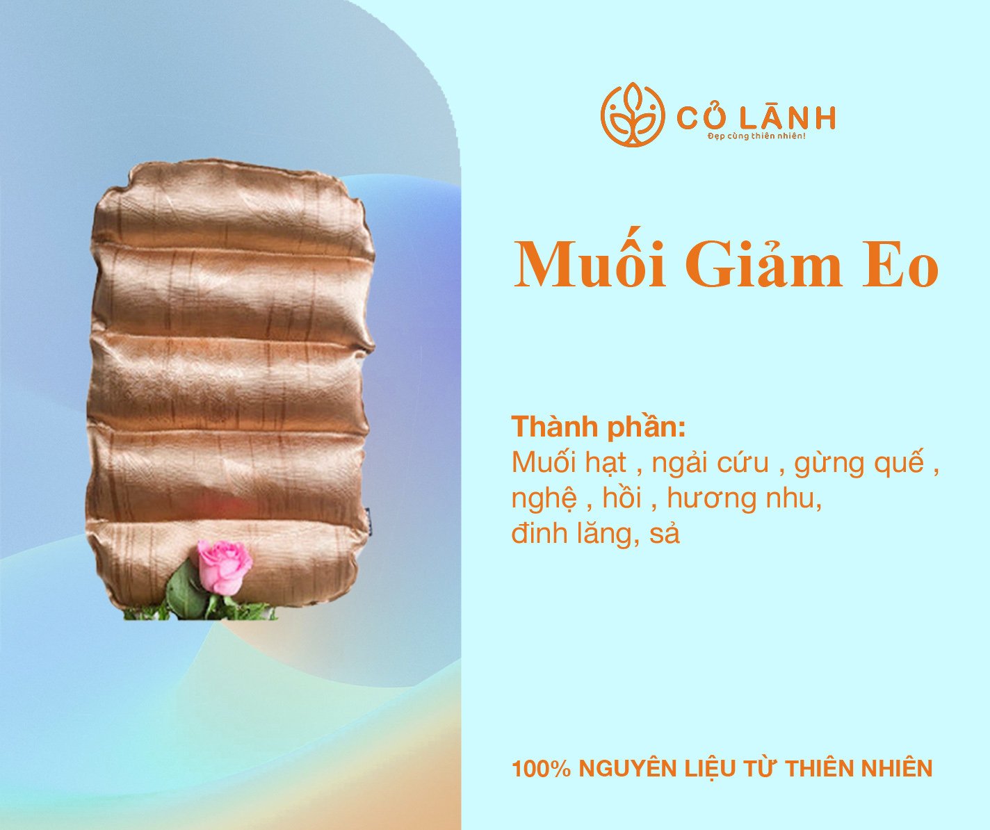 Túi muối thảo dược 2 kg chườm giảm eo vải gấm cỏ lành dùng được với lò vi sóng giúp nhanh xuống bụng sau sinh