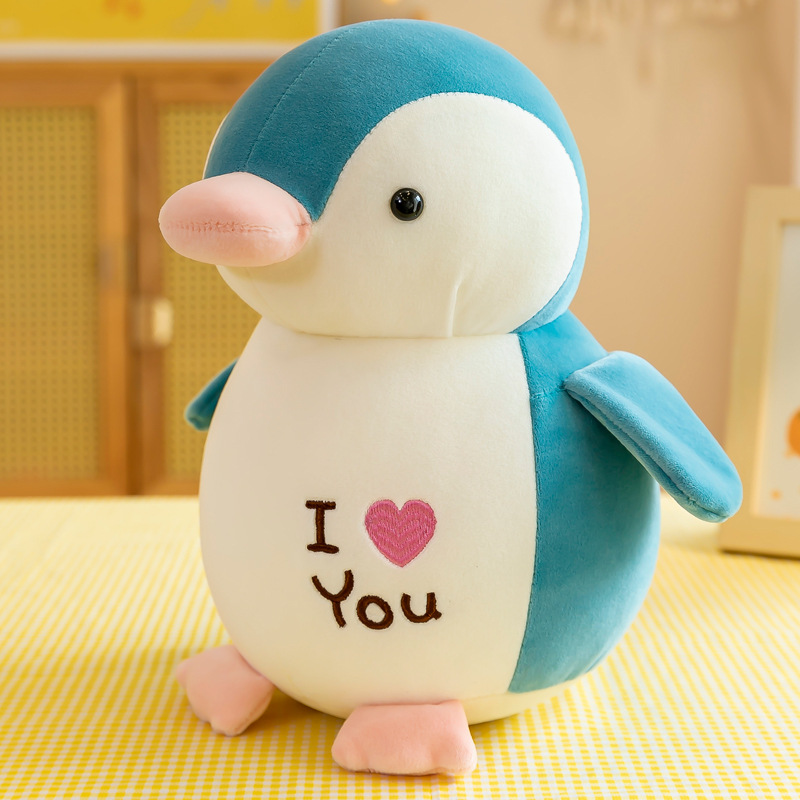 Gấu Bông Chim Cánh Cụt I Love You Siêu Dễ Thương Mềm Mịn Cho Bé Yêu (25cm---&gt;35cm) Vải Miniso 4 Chiều Co Giãn Êm Ái, Hàng Cao Cấp An Toàn Cho Trẻ Nhỏ