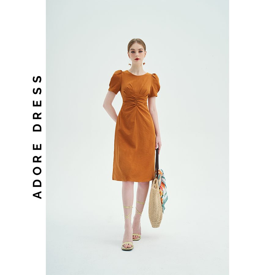 Đầm Midi dresses casual style giả đũi trơn cam nghệ và xanh mint 311DR2036  ADORE DRESS